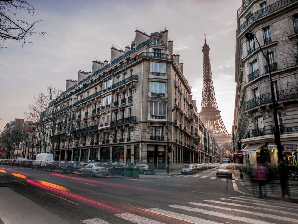 Eiffel tower from city street, Paris, France art print by Assaf Frank for $57.95 CAD