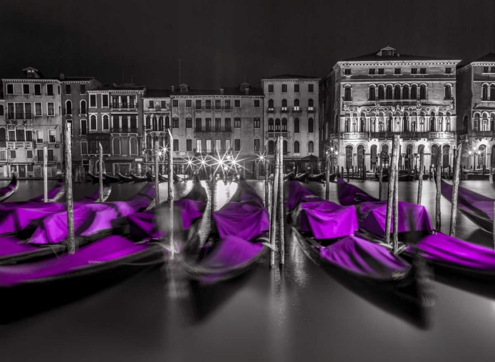 Night shot of grand canal with illuminated buildings and gondolas, Venice, Italy art print by Assaf Frank for $57.95 CAD