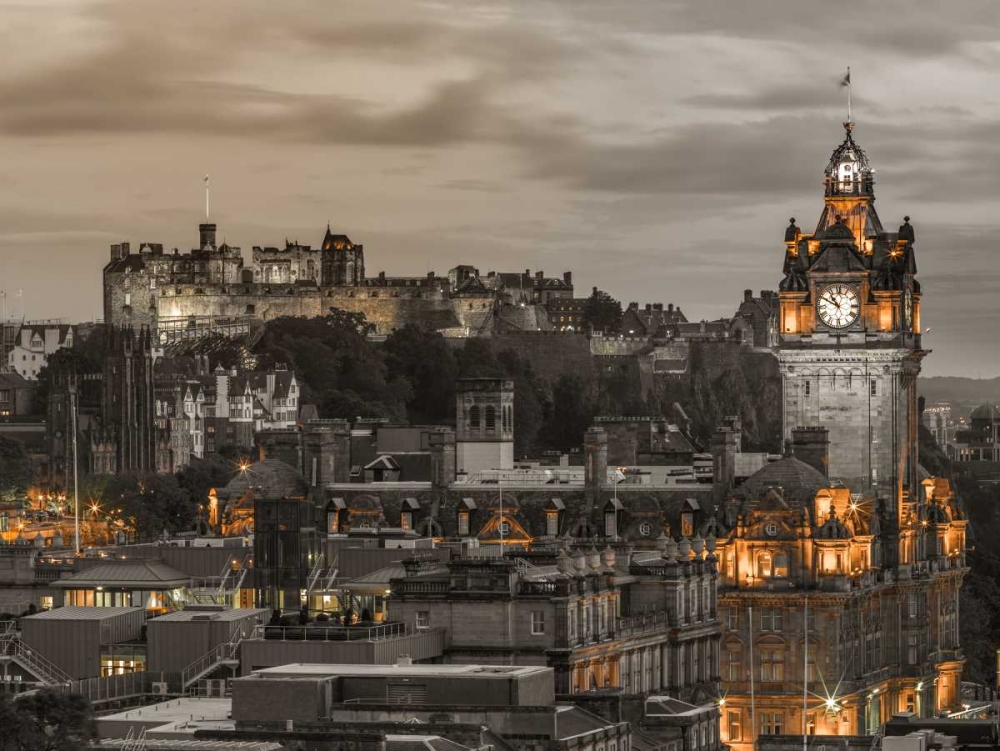 Edinburgh Castle and The Balmoral Hotel, Scotland, FTBR-1917 art print by Assaf Frank for $57.95 CAD