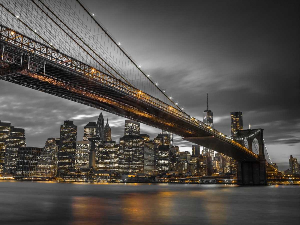 Brooklyn Bridge and lower Manhattan skyline at dusk, New York art print by Assaf Frank for $57.95 CAD