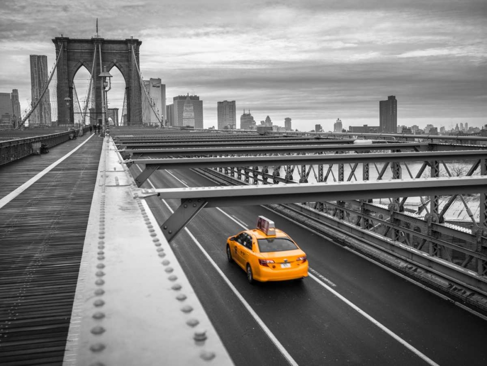 Cab on brooklyn bridge, Manhattan, New York art print by Assaf Frank for $57.95 CAD