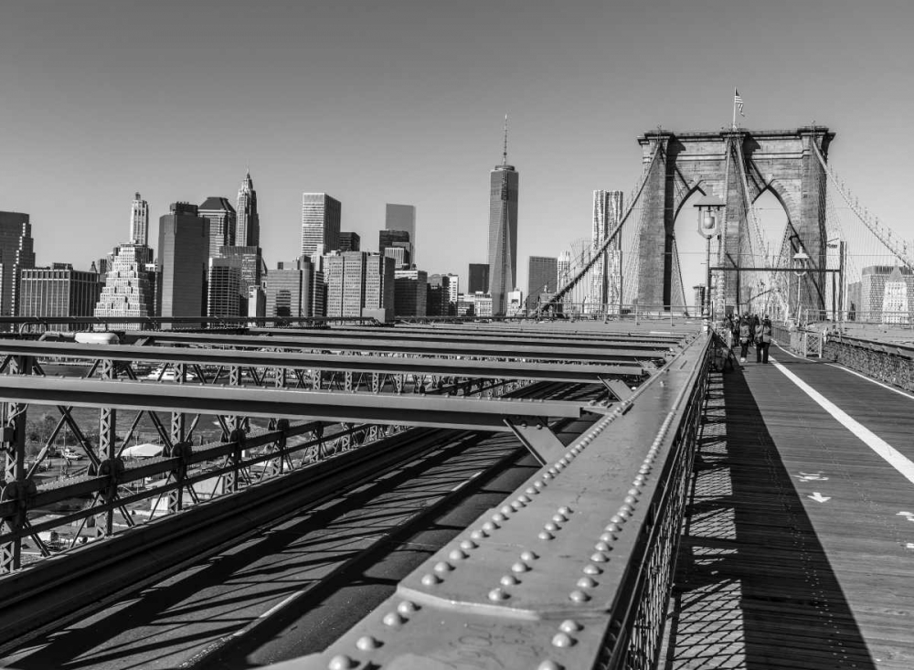 View from Brooklyn bridge with New York skyline in background art print by Assaf Frank for $57.95 CAD