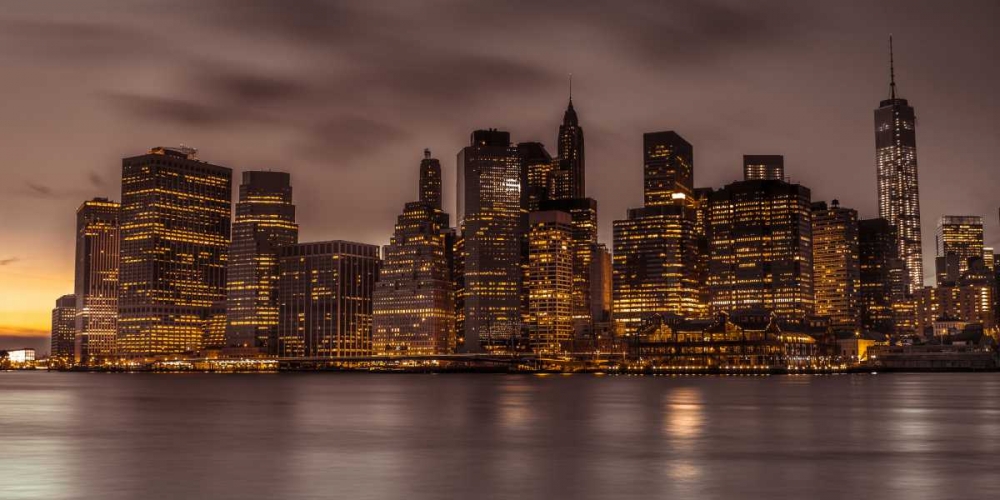 Evening shot of Lower Manhattan skyline, New York art print by Assaf Frank for $57.95 CAD