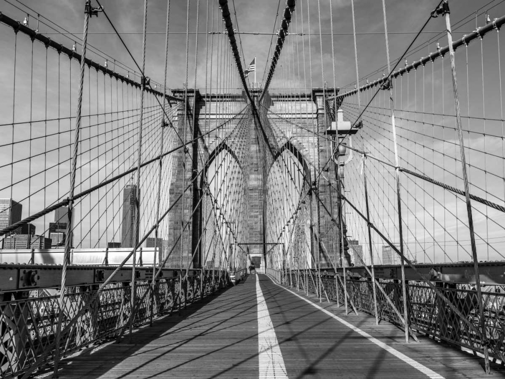 Pedestrian walkway on Brooklyn bridge, New York art print by Assaf Frank for $57.95 CAD
