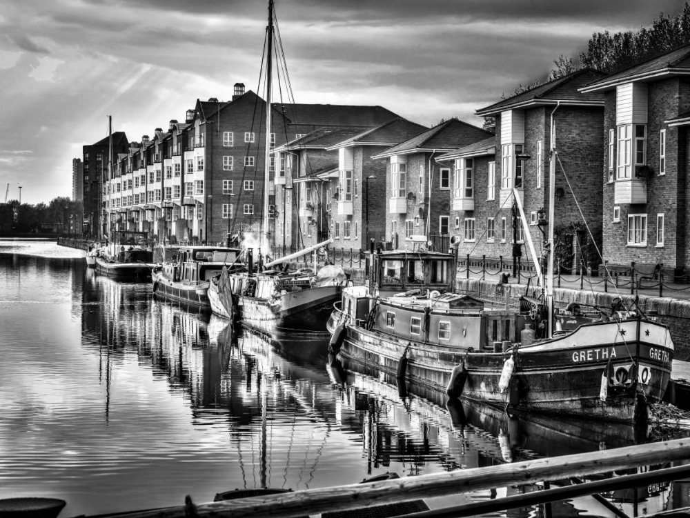Boats moored at Greenland Dock, Surrey Quays art print by Assaf Frank for $57.95 CAD