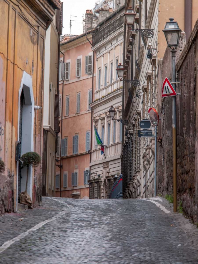 Narrow street through old buildings in Rome, Italy art print by Assaf Frank for $57.95 CAD