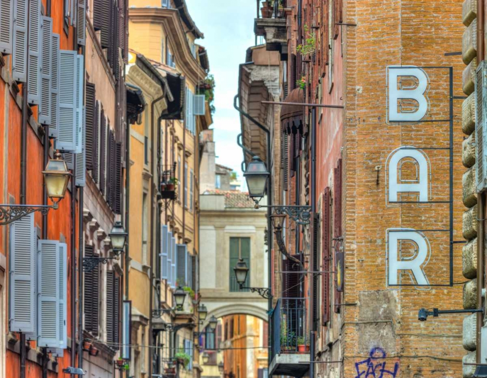 Narrow street through old buildings in Rome, Italy art print by Assaf Frank for $57.95 CAD