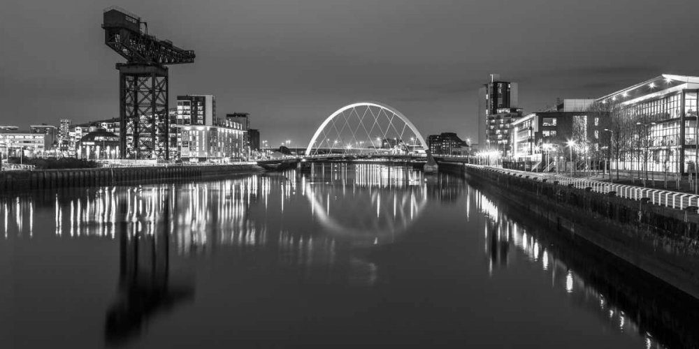 View along the river Clyde at night, Glasgow, FTBR-1807 art print by Assaf Frank for $57.95 CAD