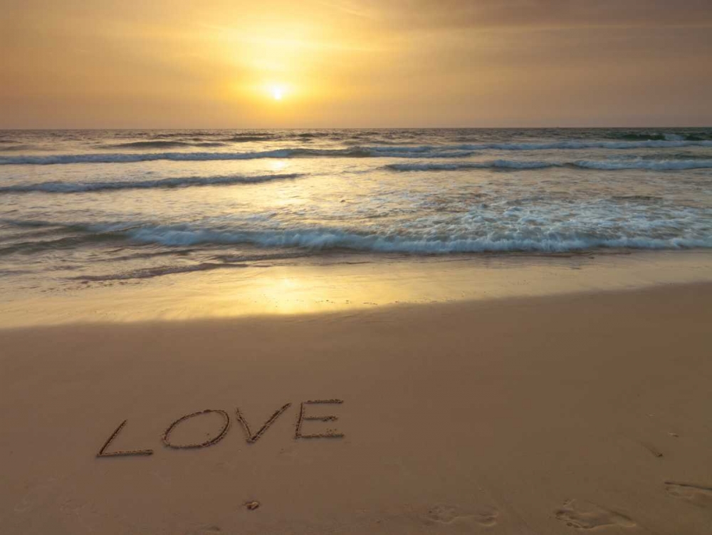 Sand writing - Word Love written on beach art print by Assaf Frank for $57.95 CAD