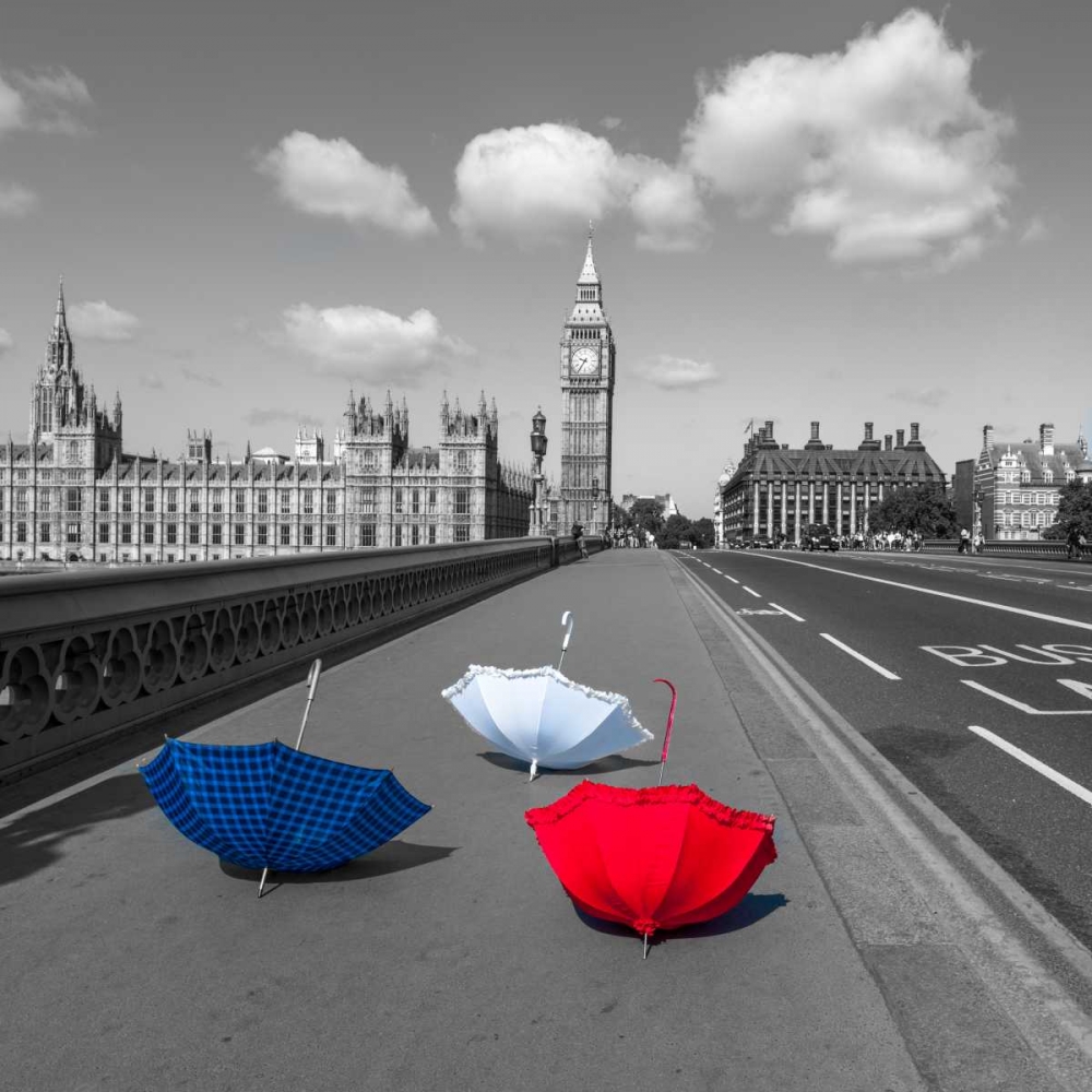 Colourful umbrellas on Westminster Bridge , London, UK art print by Assaf Frank for $57.95 CAD