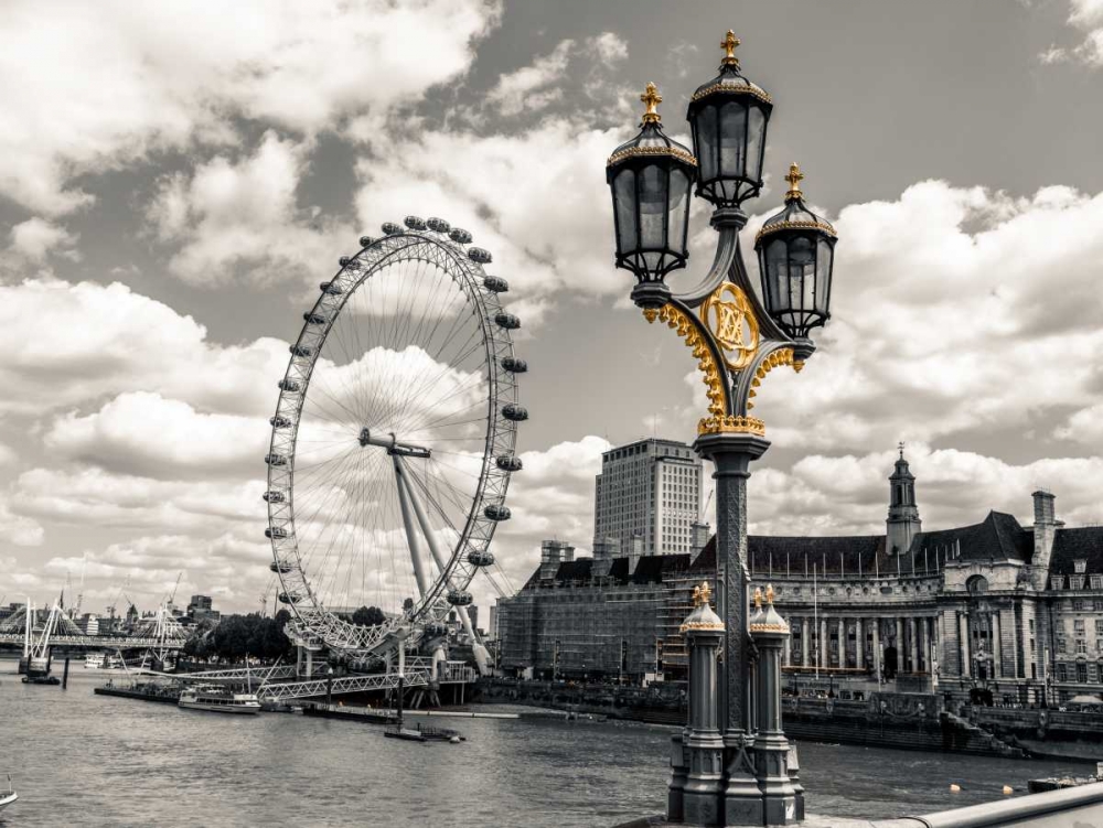 Lampost with London eye and County hall in background, London, UK art print by Assaf Frank for $57.95 CAD