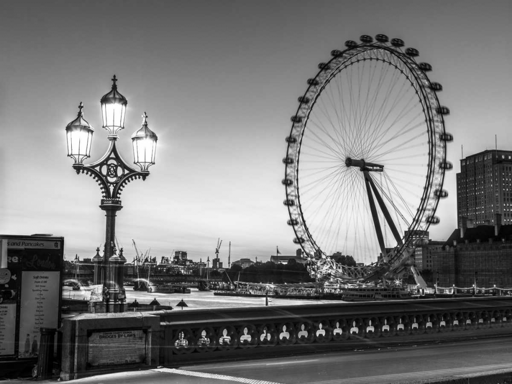 Street lamp on Westminster Bridge with London Eye in background, London, UK art print by Assaf Frank for $57.95 CAD