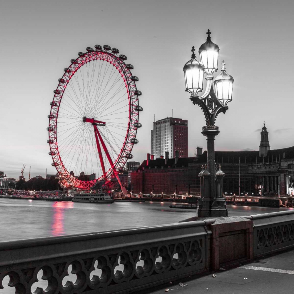 Street lamp on Westminster Bridge with London Eye in background, London, UK art print by Assaf Frank for $57.95 CAD