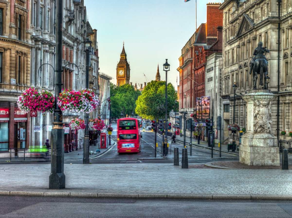 Streets of London city with double decker bus, UK art print by Assaf Frank for $57.95 CAD