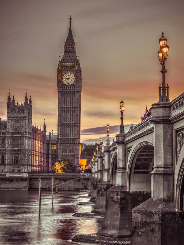 Westminster bridge and Big Ben from Thames promenade, London, UK, FTBR-1826 art print by Assaf Frank for $57.95 CAD