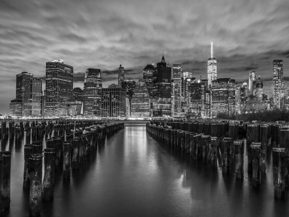 Manhattan skyline with rows of groynes in foreground, New York art print by Assaf Frank for $57.95 CAD