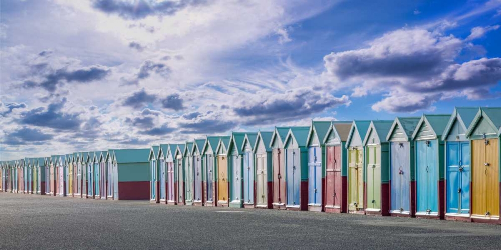 Colorful beach huts in a row art print by Assaf Frank for $57.95 CAD