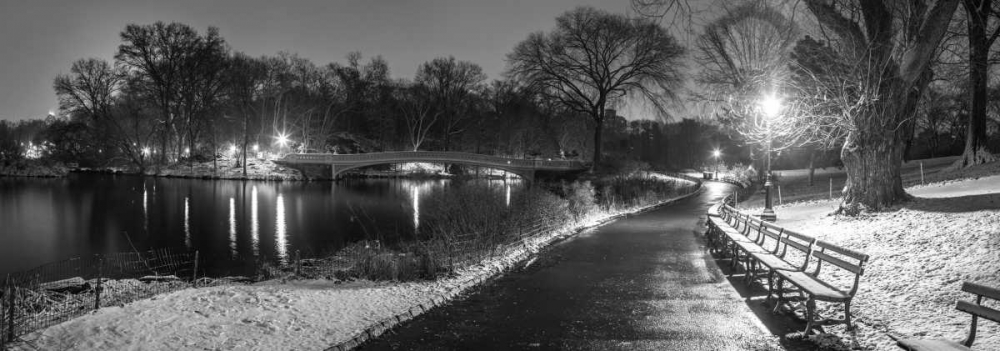 Path in cental park at night, winter, snow, New York. art print by Assaf Frank for $57.95 CAD