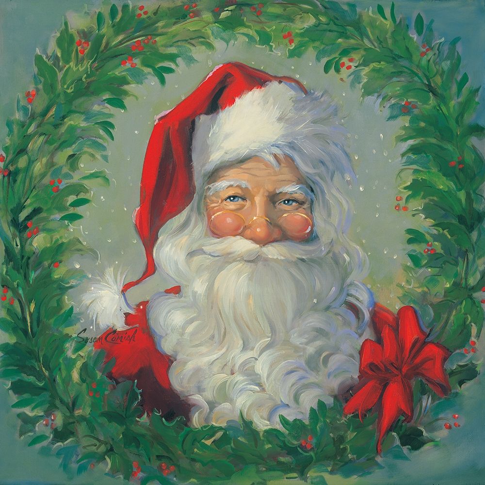 Santa Wreath art print by Susan Comish for $57.95 CAD