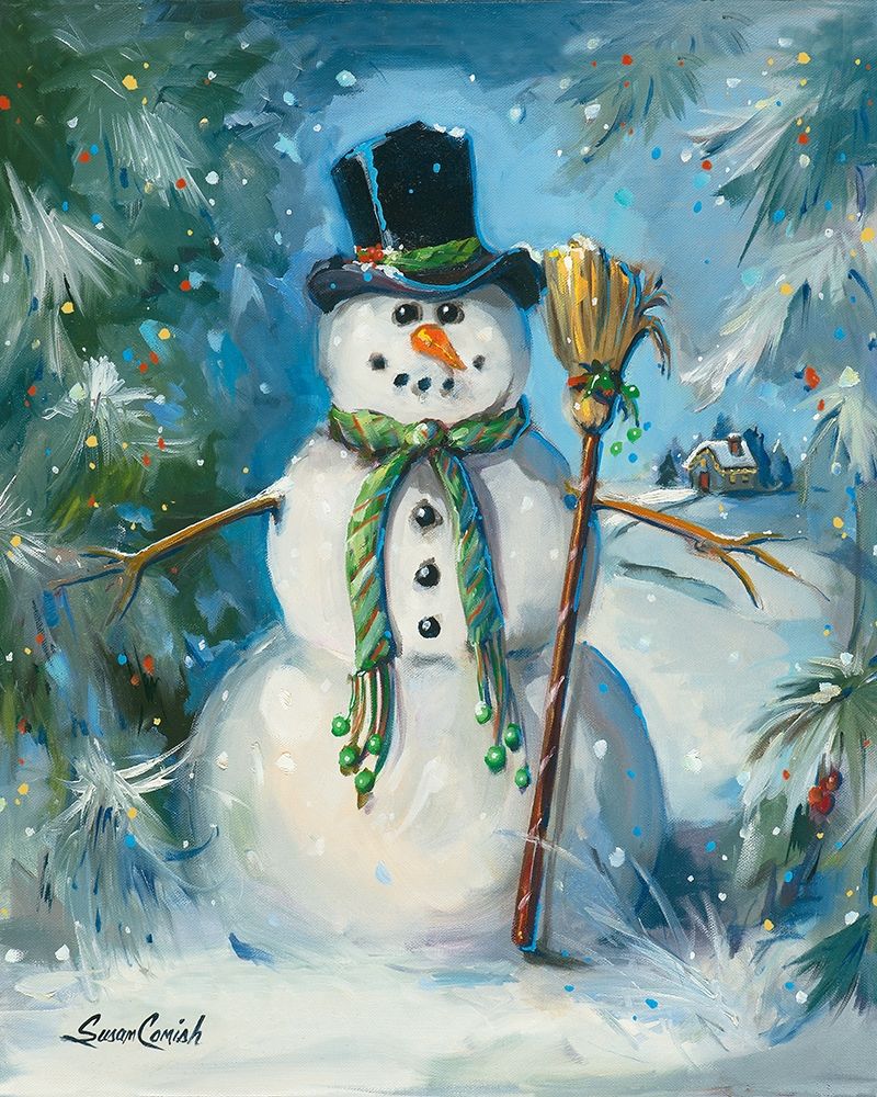 Sweeping Snowman art print by Susan Comish for $57.95 CAD