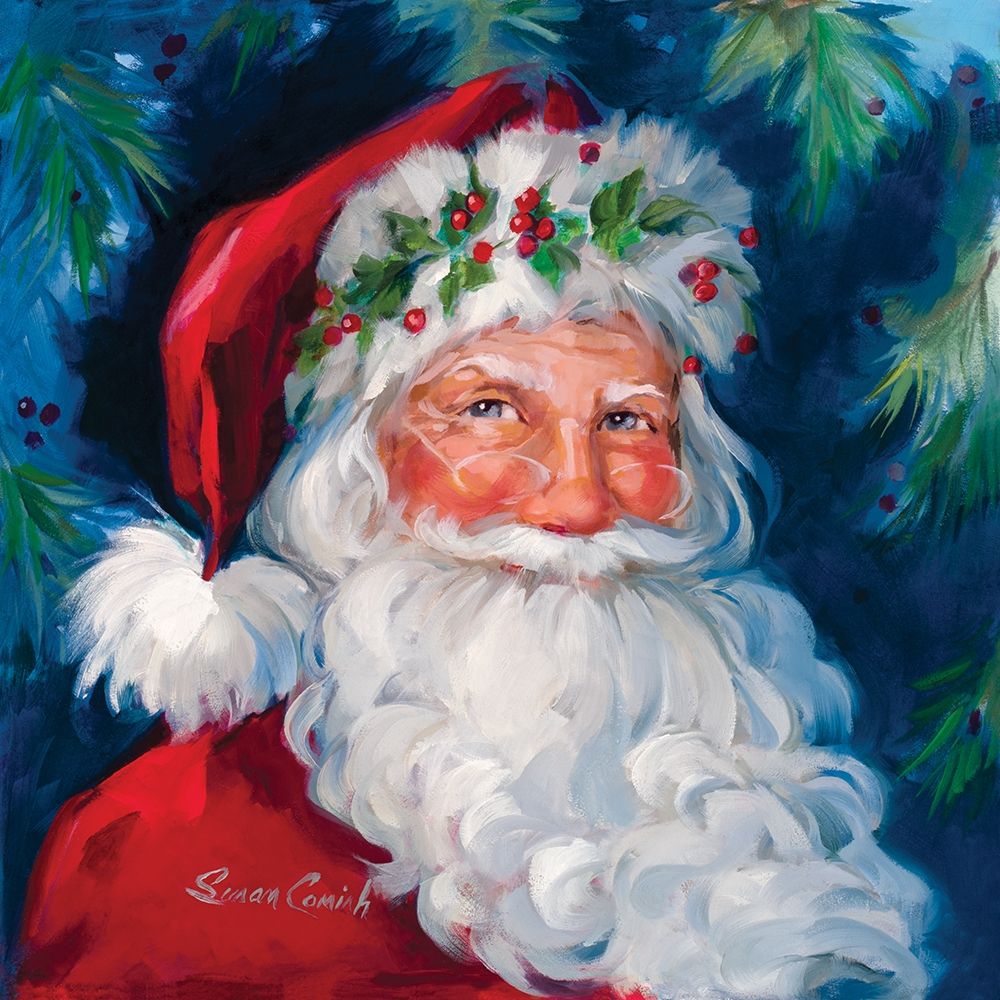 Hollyberry Santa art print by Susan Comish for $57.95 CAD