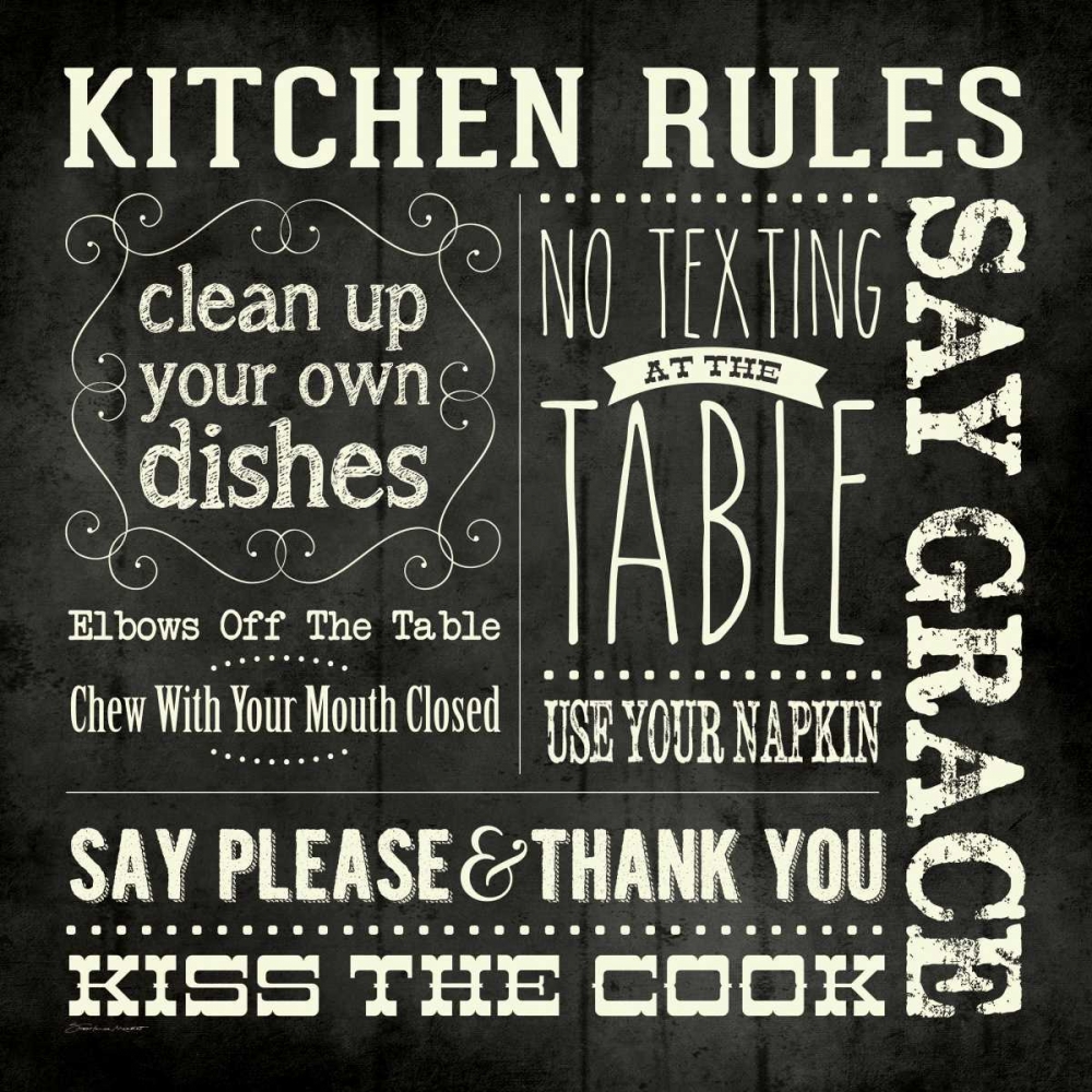 Kitchen Rules - Black Square art print by Stephanie Marrott for $57.95 CAD