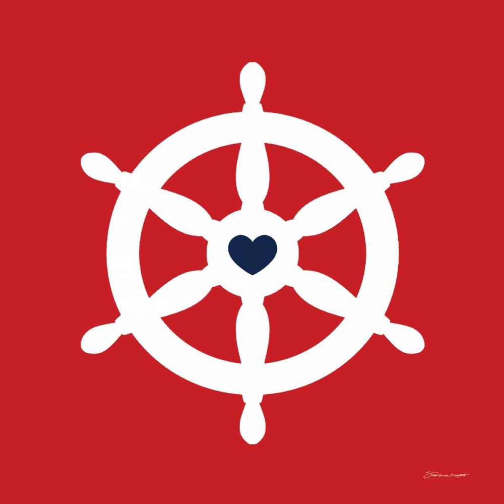 Ship Wheel On red art print by Stephanie Marrott for $57.95 CAD