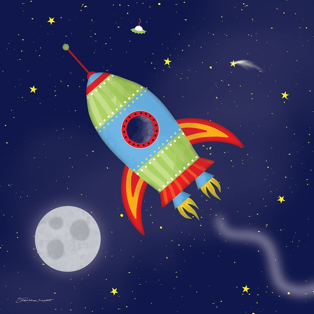 Rocket In Space art print by Stephanie Marrott for $57.95 CAD