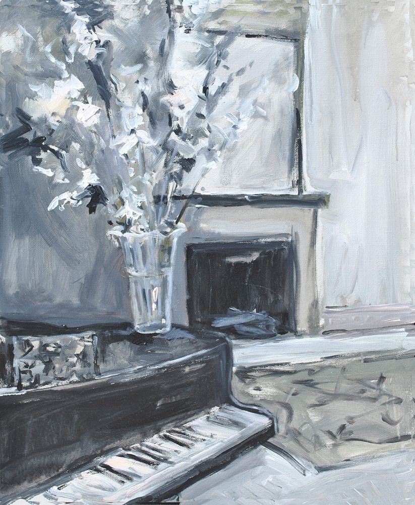 Piano And Fireplace art print by Allayn Stevens for $57.95 CAD