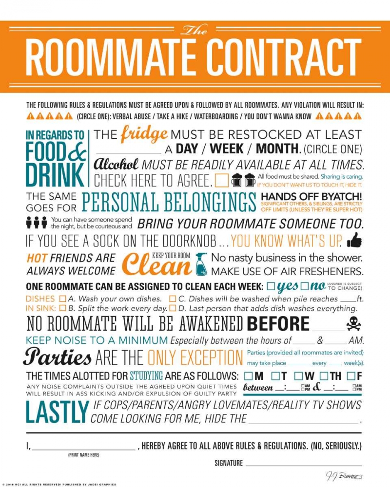 Roommate Contract art print by JJ Brando for $57.95 CAD