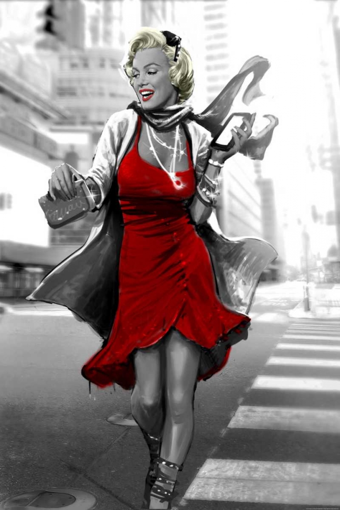 Marilyn In The City Red Dress art print by JJ Brando for $57.95 CAD