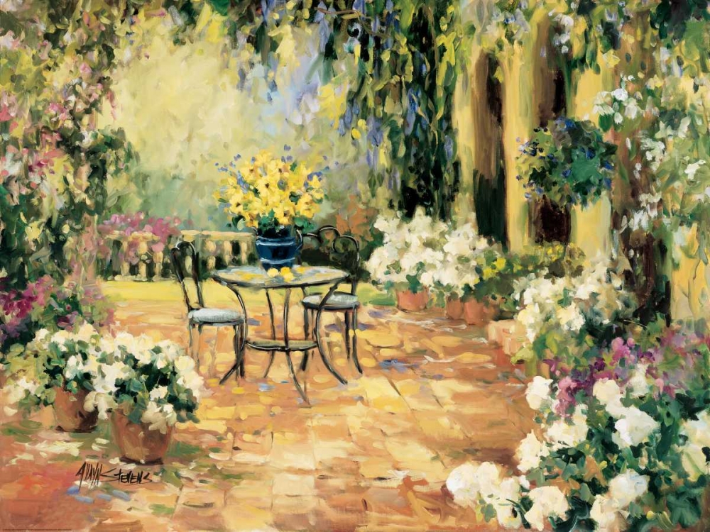 Floral Courtyard art print by Allayn Stevens for $57.95 CAD