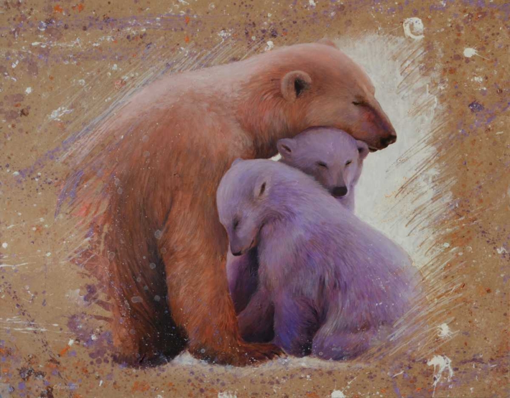 Polar bear with two cubs art print by Jean-Marc Chamard for $57.95 CAD