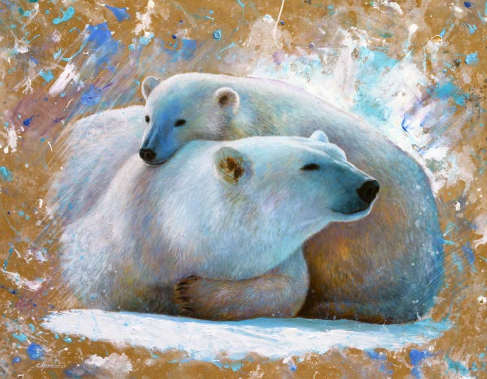Polar Bear with cub 03 art print by Jean-Marc Chamard for $57.95 CAD