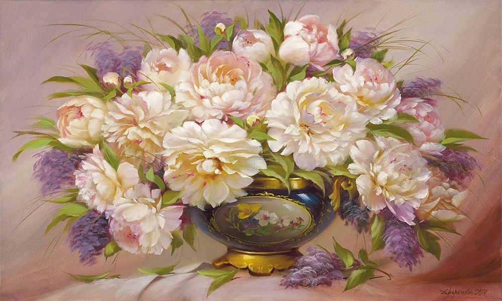 Roses and Lilacs art print by Petrovich Dvoretskiy for $57.95 CAD