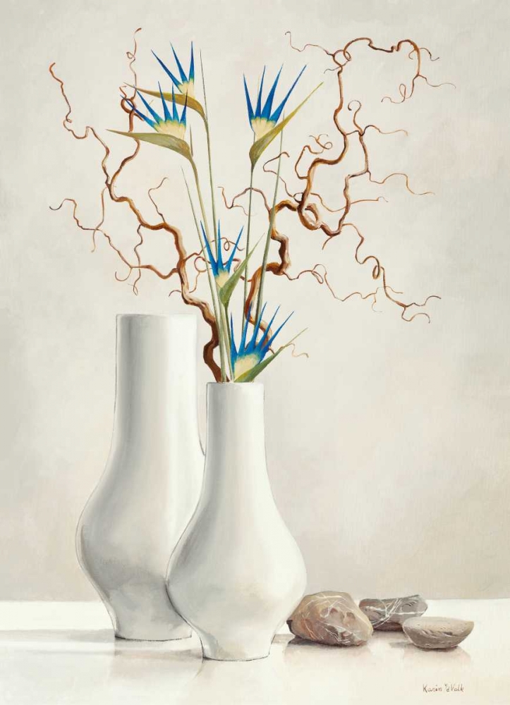 Willow Twigs With Blue Flowers art print by Karin van der Valk for $57.95 CAD