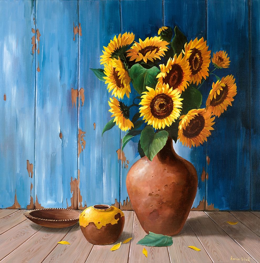 AGED WOOD AND SUNFLOWERS art print by Karin v.d. Valk for $57.95 CAD