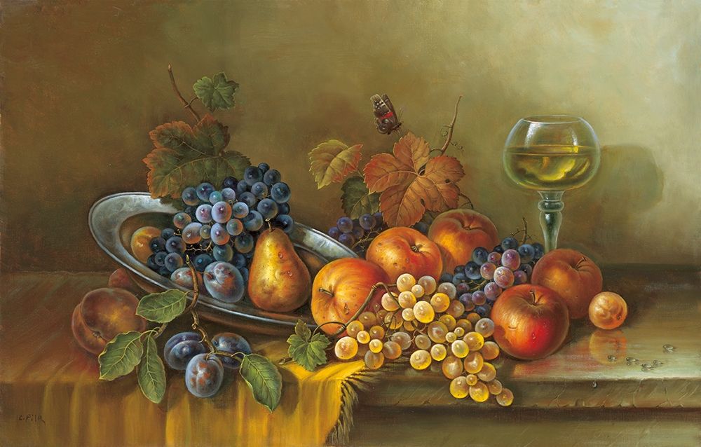FRUITS AND A GLASS OF WINE art print by Pila for $57.95 CAD