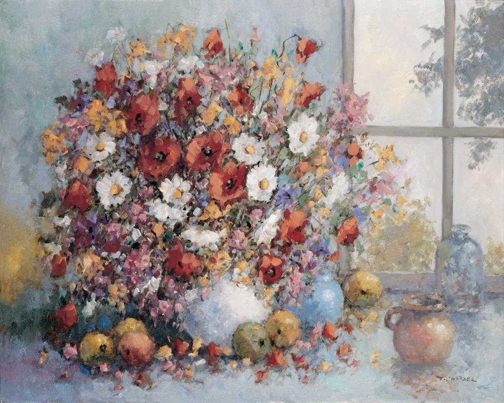 Colorful flowers in vase art print by Theo van de Poel for $57.95 CAD