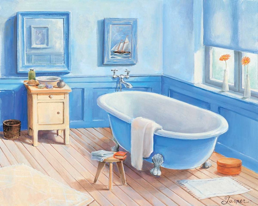 Bathroom in blue I art print by Jasper for $57.95 CAD