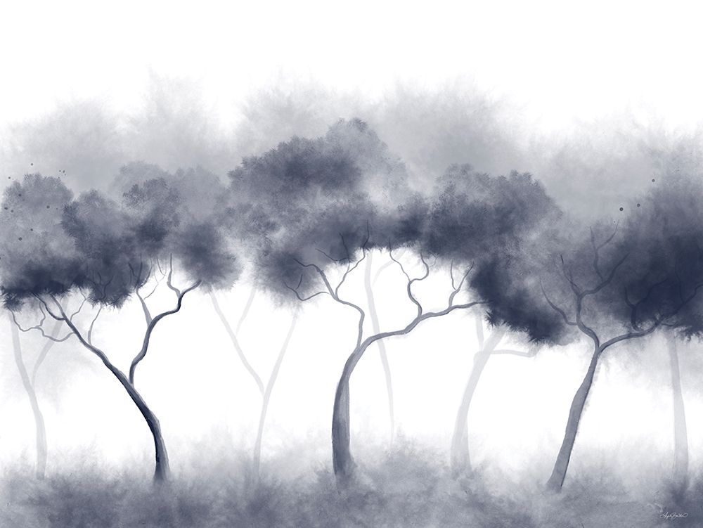 Misty Blue Forest Trees art print by Angela Bawden for $57.95 CAD