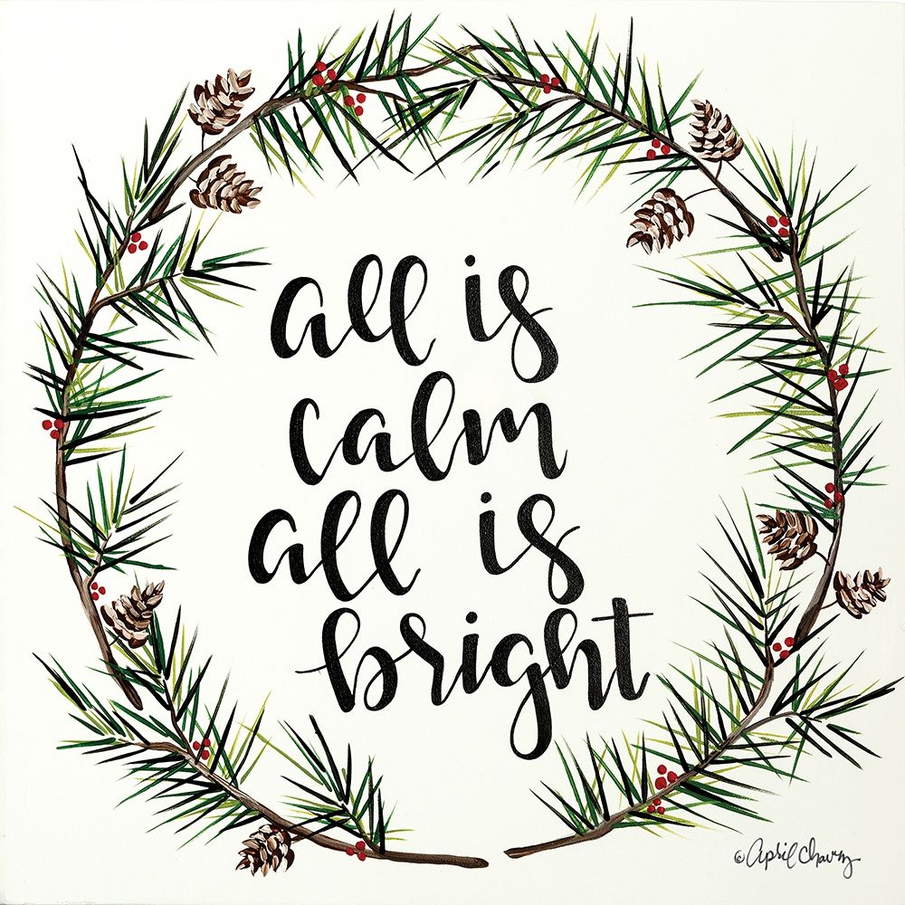 All is Calm Pinecone Wreath art print by April Chavez for $57.95 CAD