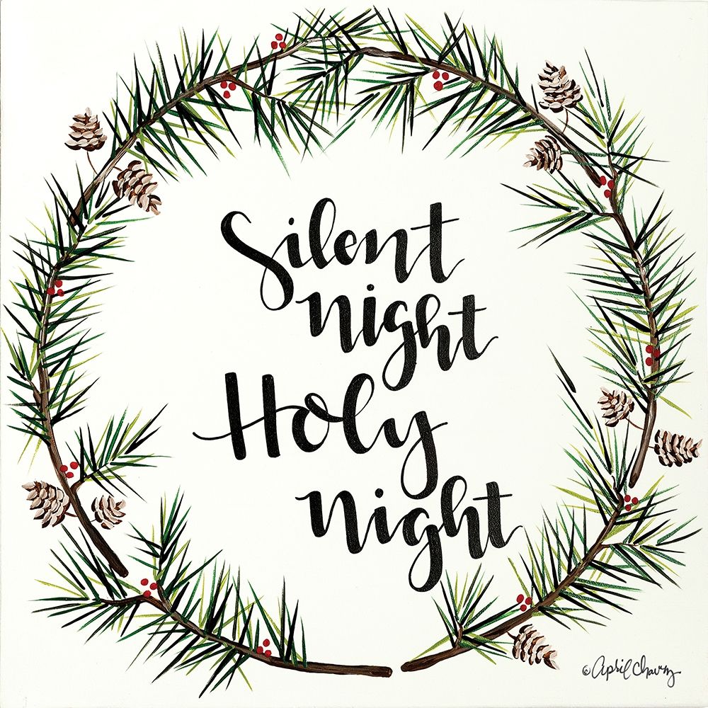 Silent Night Pinecone Wreath art print by April Chavez for $57.95 CAD