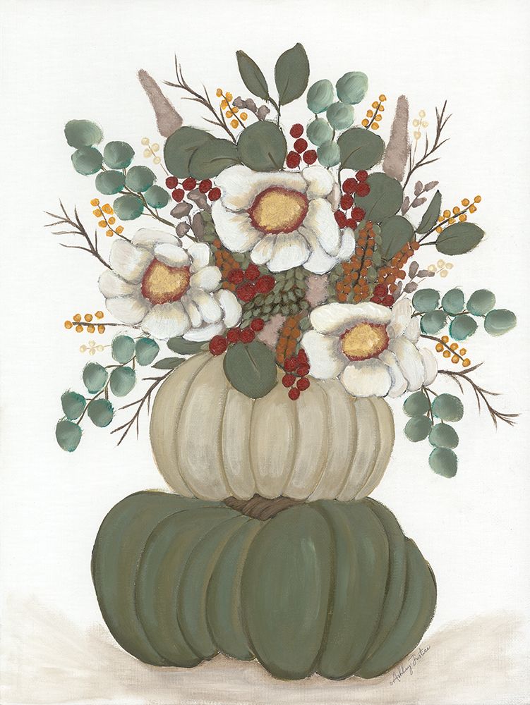 Floral Pumpkin Stack art print by Ashley Justice for $57.95 CAD