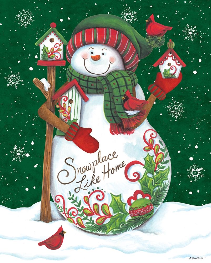 Snowman with Birdhouses art print by Diane Kater for $57.95 CAD