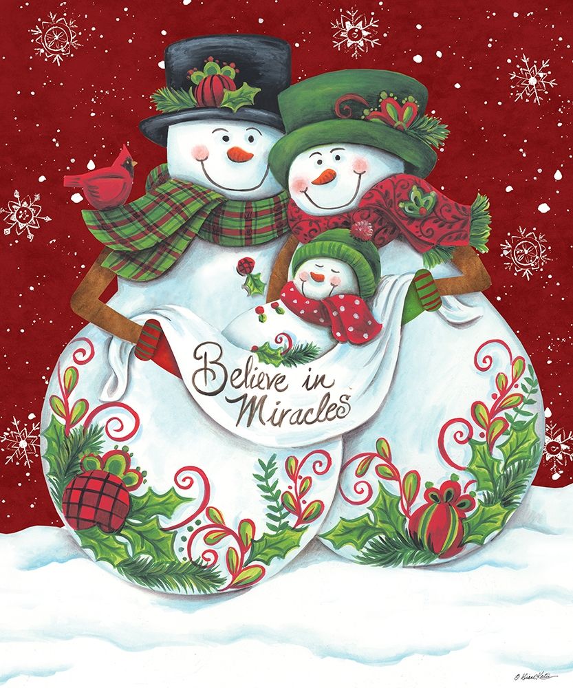 Snowman Parents with Baby art print by Diane Kater for $57.95 CAD