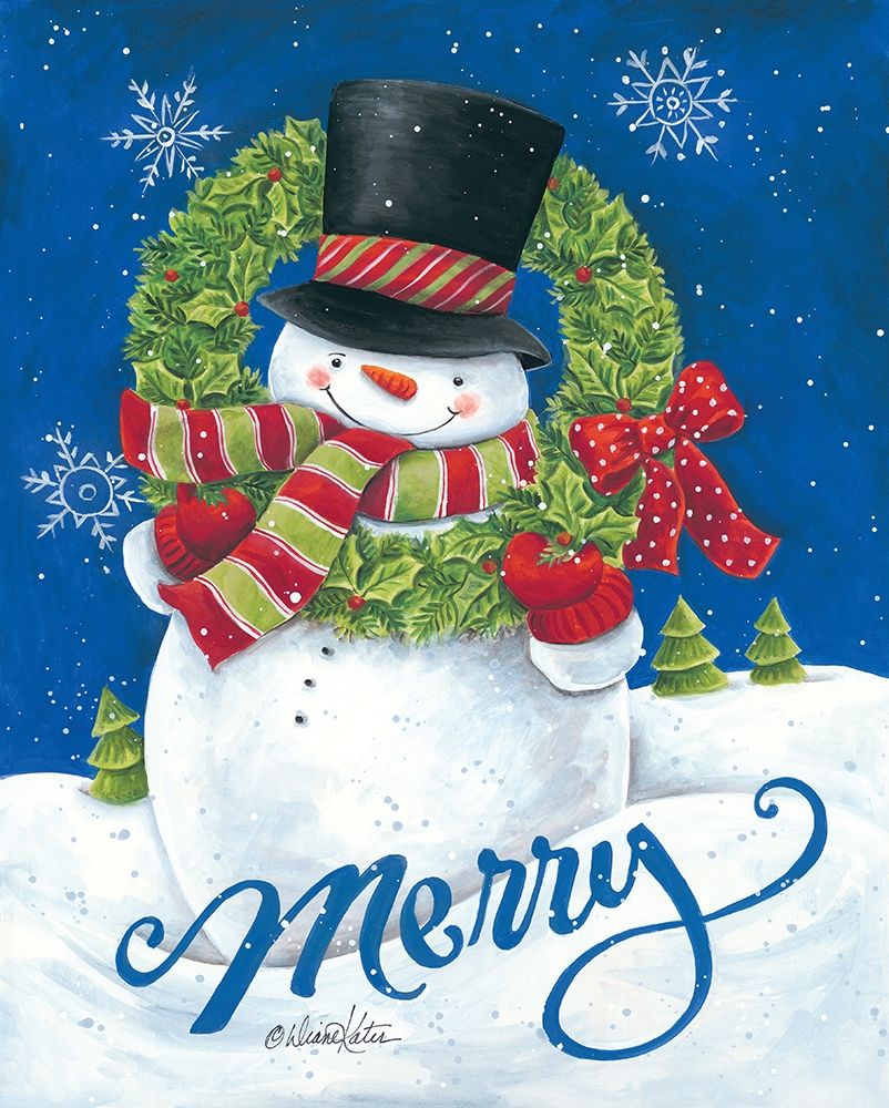 Merry Snowman art print by Diane Kater for $57.95 CAD
