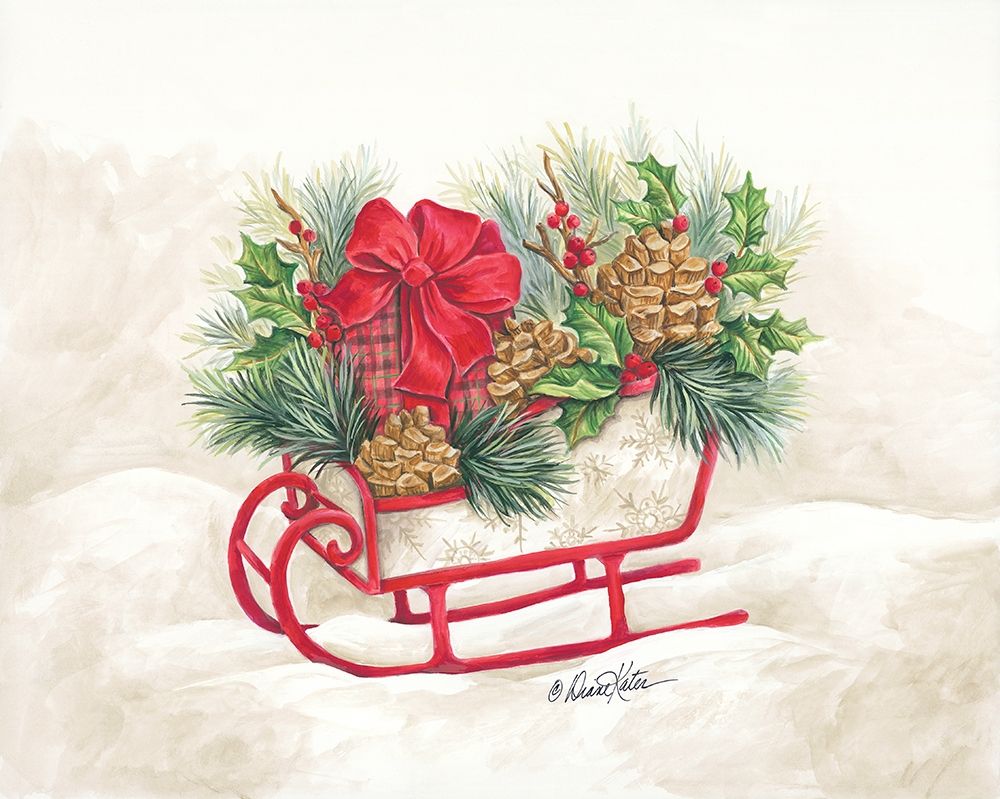 Christmas Lodge Sleigh art print by Diane Kater for $57.95 CAD