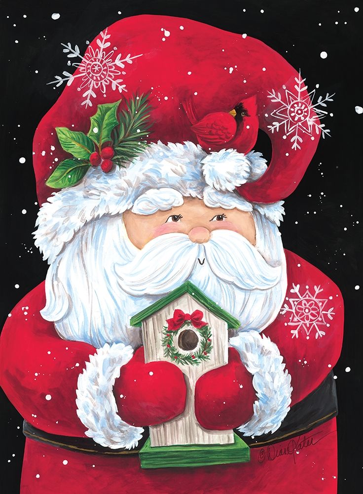 Santa with Birdhouse art print by Diane Kater for $57.95 CAD