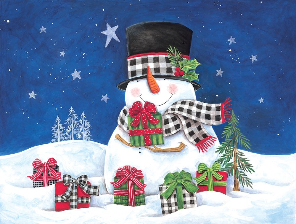 Gifting Snowman I art print by Diane Kater for $57.95 CAD